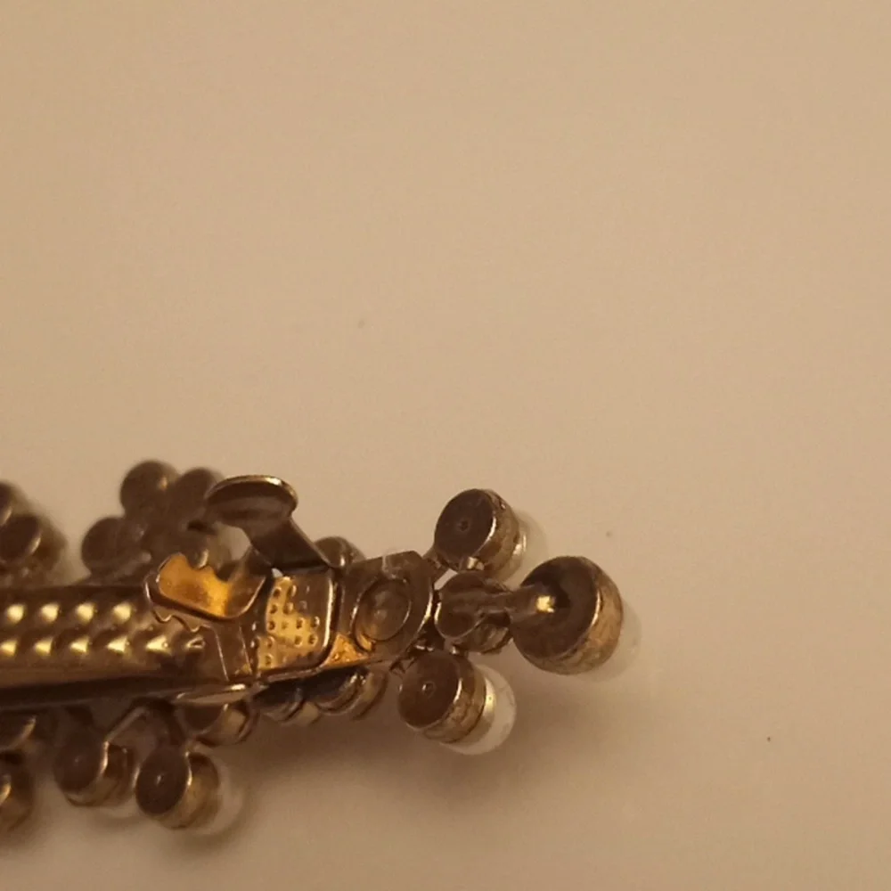 Vintage Bridal Reinstone Pearls Barrett Hair Wedding Prom Clip